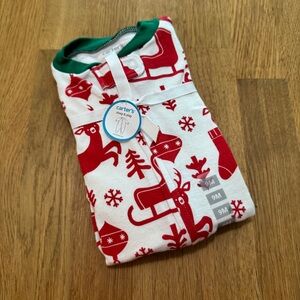 Carter's 9 MONTHS Red White Christmas Holiday Sleep and Play Onesie Pajamas NEW